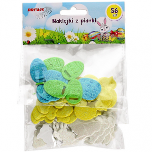 Naklejki z mikrogumy Brewis Wielkanoc, 56szt